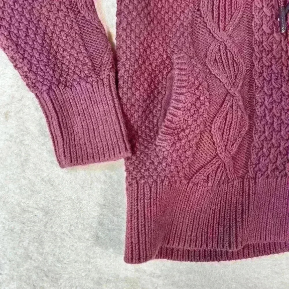 LL BEAN Signature Knit Cotton Funnel Neck Fisherman Sweater Pullover Women Small - Picture 2 of 12